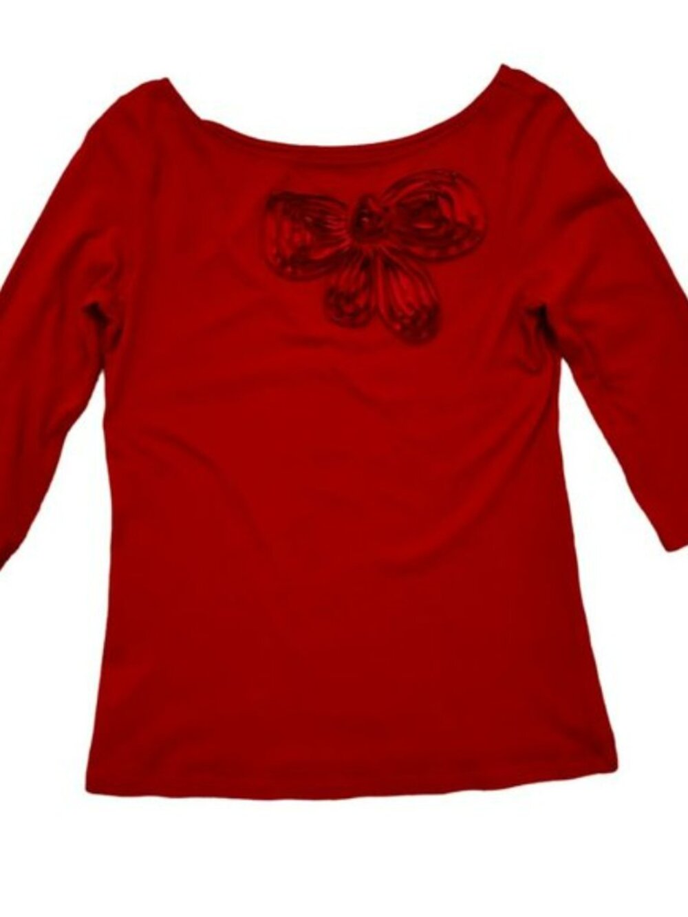 Ann Taylor LOFT red top with flower applique size small women - Picture 4 of 4